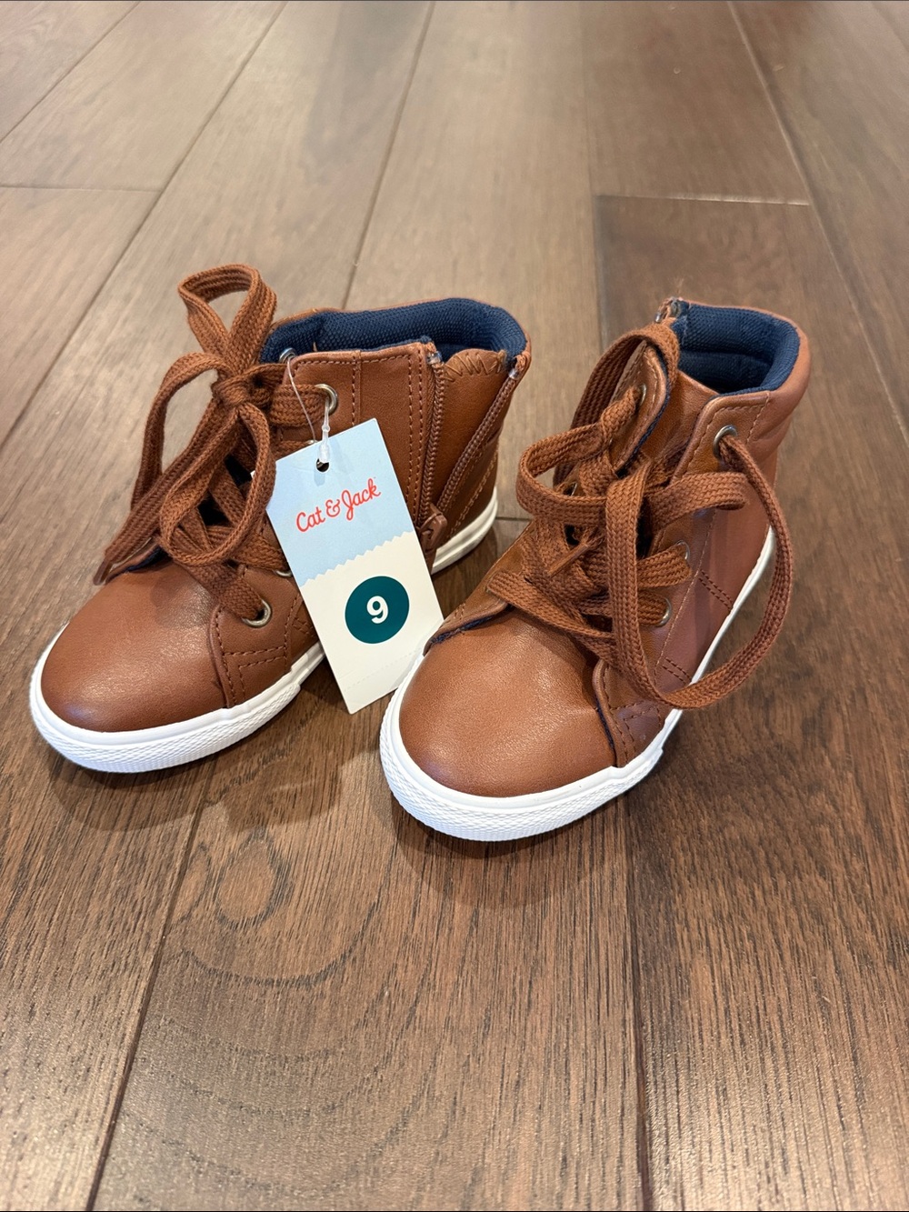 Cat & Jack Brown Faux-Leather High-Top Little Kids Sneakers Size 9 - C39-234